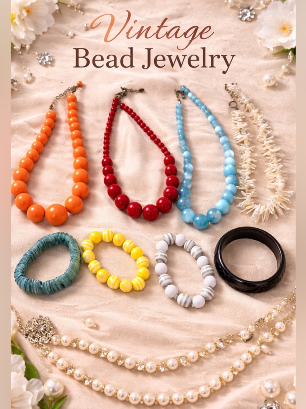 Beaded Bohemian Vintage Jewelry Lot - Multicolor Necklaces & Bracelets